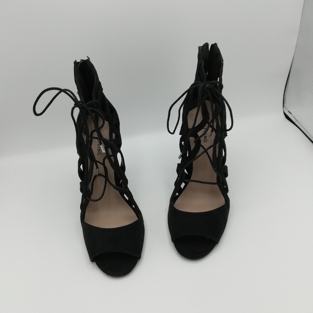 Call It Spring Caged Lace Up Open Toe High Heels - image 4